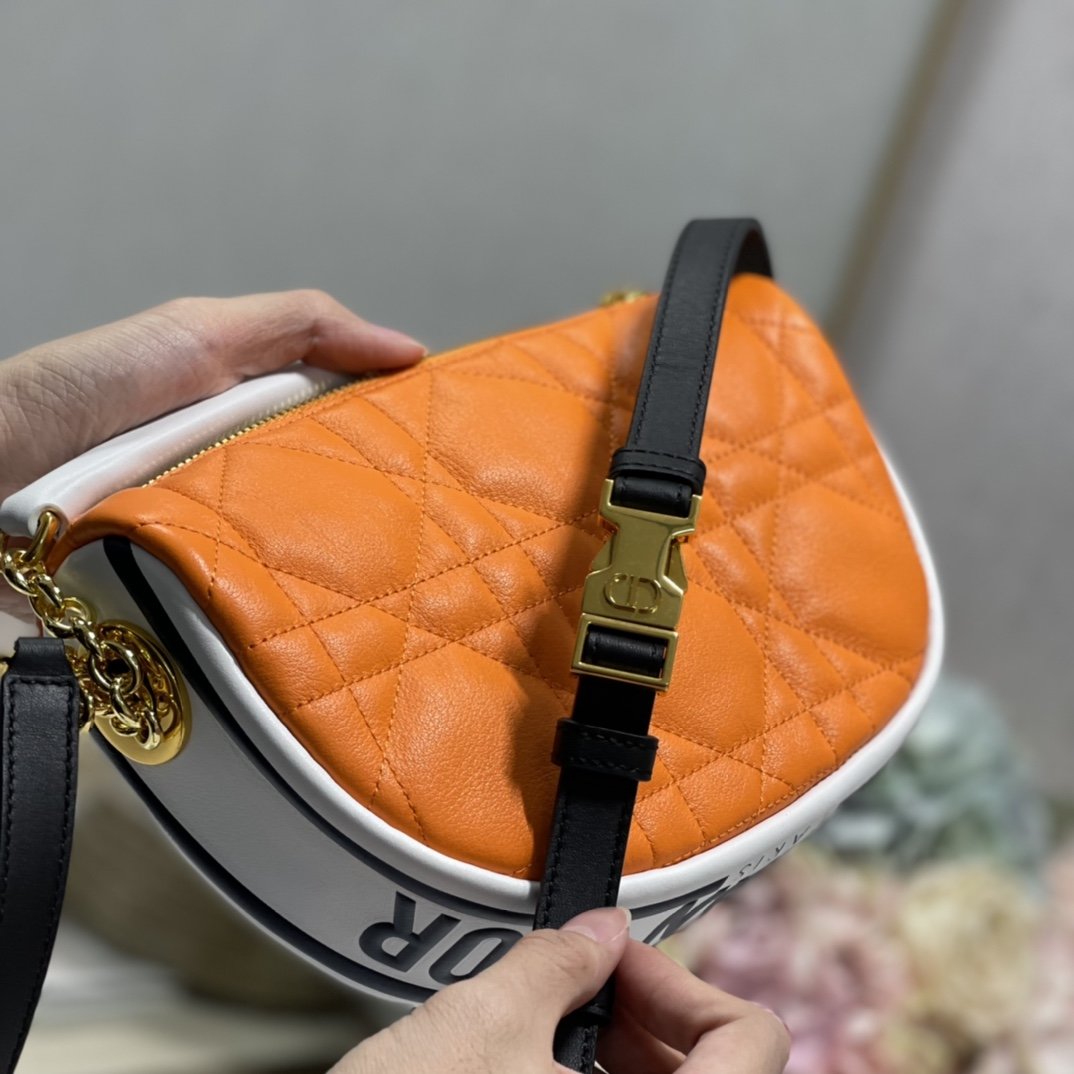 Top Quality Small Vibe Hobo Bag Fluorescent Orange Macrocannage, Orange Handbags, Crossbody Bags, 20cm CD M7200ODDO_M057