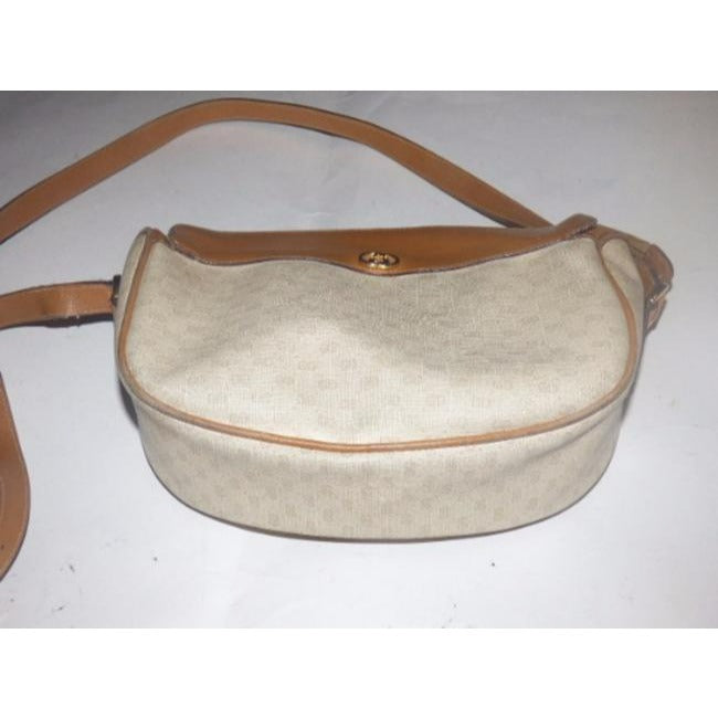 Gucci   Camel Small G Logo Print On Ivory Coated Canvas And Camel Leather