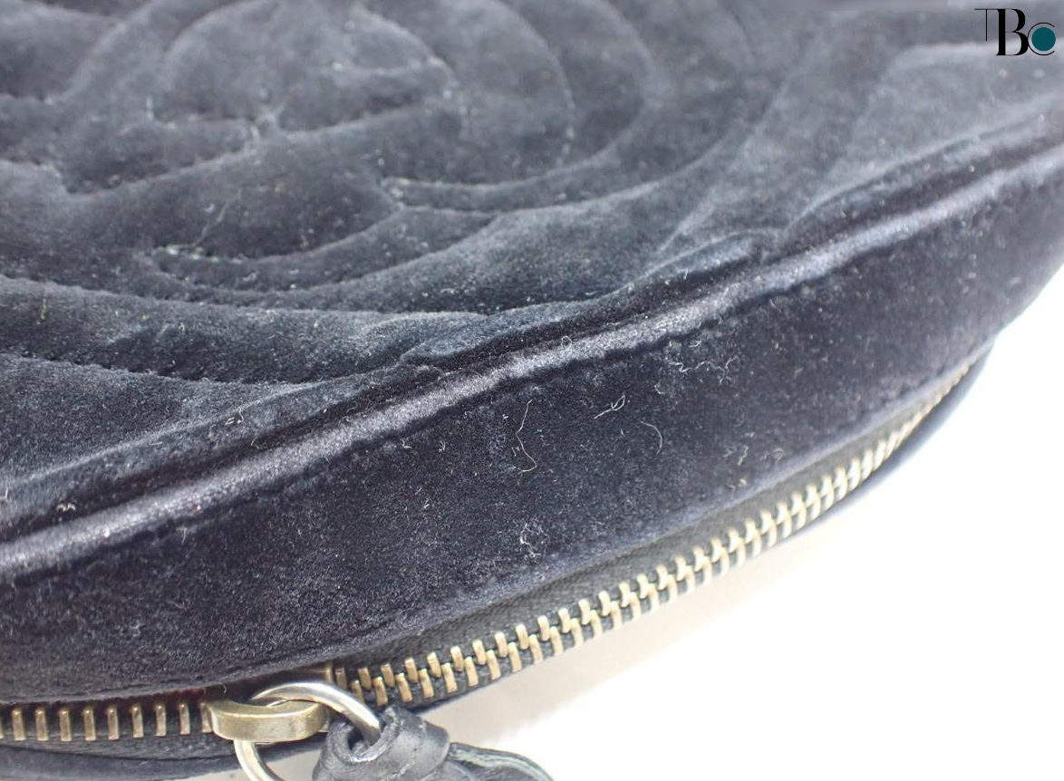 Gucci Gg Marmont Flap Bag Crystal Embellished Matelasse Velvet Black Velvet Shoulder Bag Bag ( )