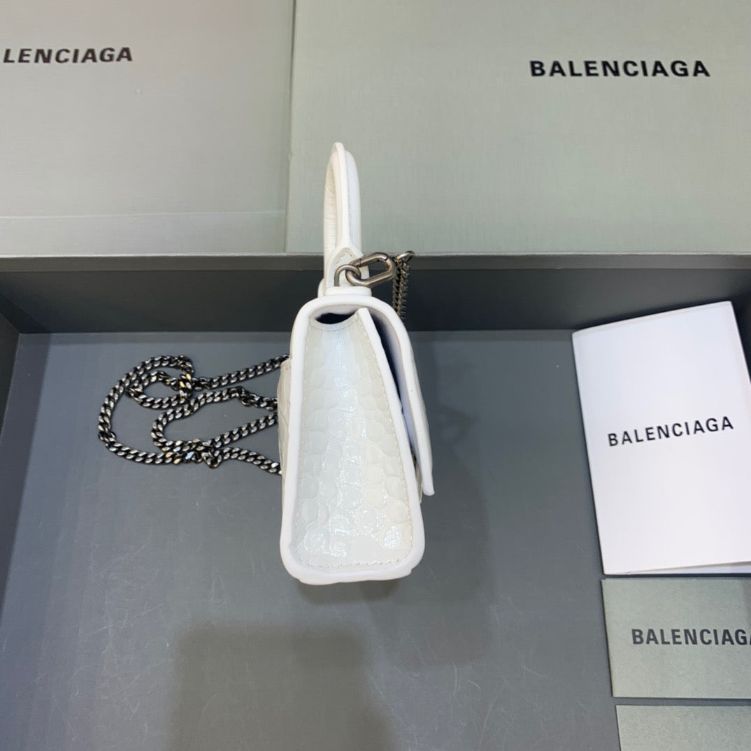 Top Quality Hourglass Mini Handbag With Chain In White, For Women,  Bags 4.7in/12cm
