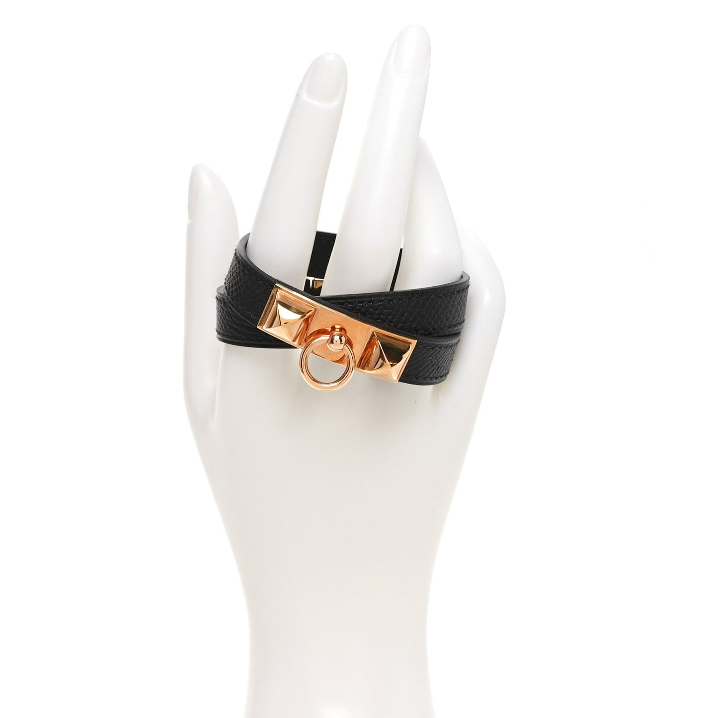 Hermes Epsom Rivale Double Tour Bracelet XS Black