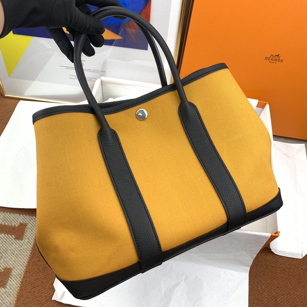 Top Quality Garden Party 36 Canvas Tote Bag Yellow/Black For Women, Womens Handbags, Shoulder Bags 14.2in/36cm