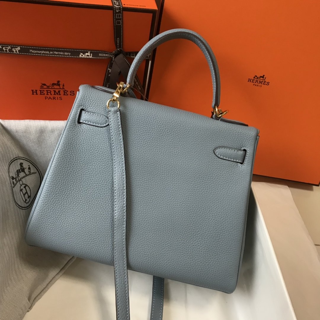 Top Quality Kelly 28 Togo Blue Atoll Bag For Women, Handbags, Shoulder Bags 11in/28cm