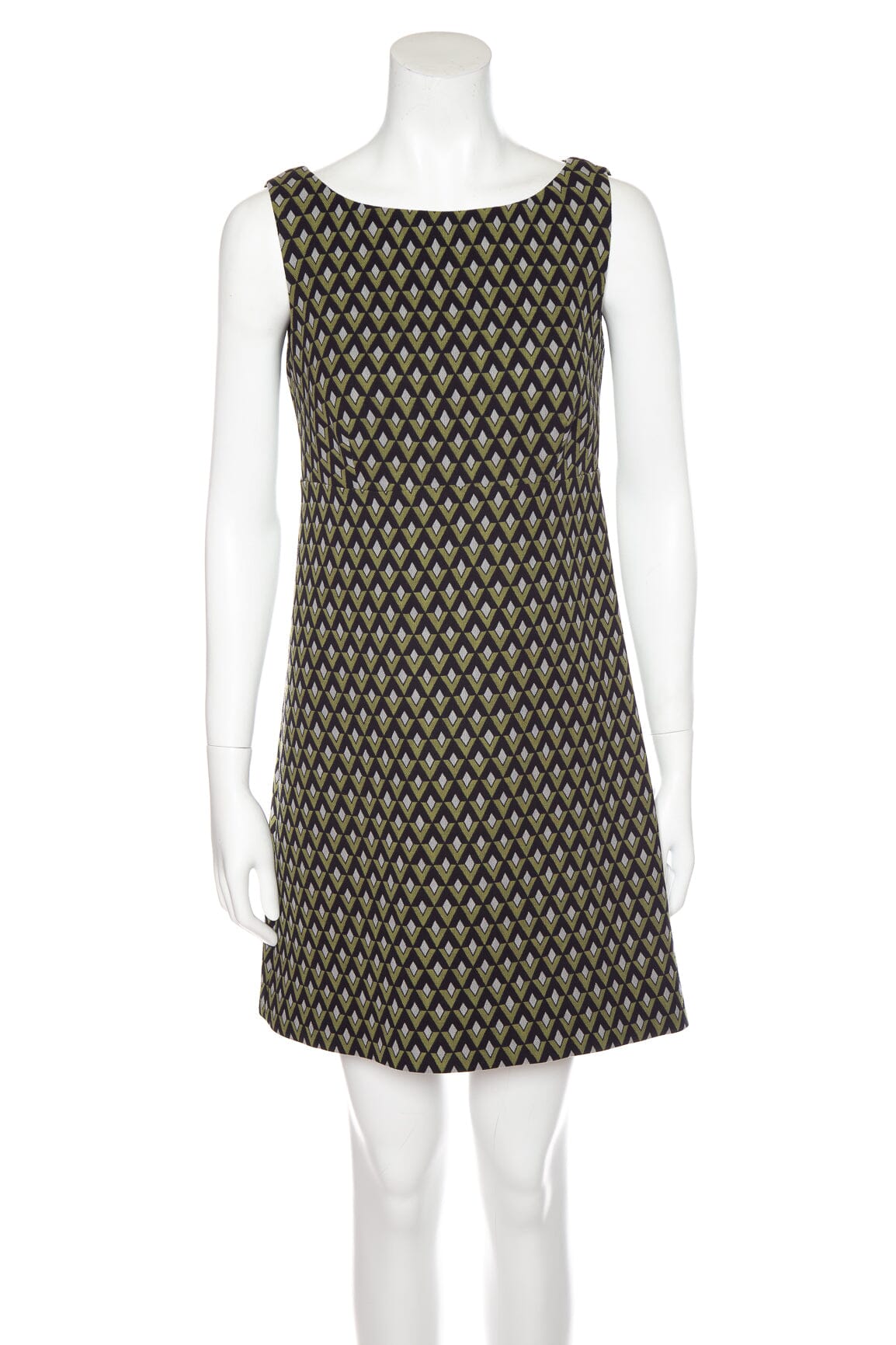 Prada Green and Black Geometric Pattern Mini Dress SZ 40