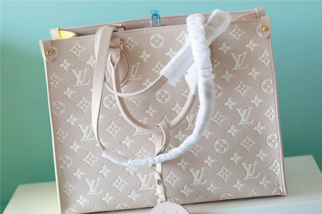 Top Quality Onthego MM Monogram Empreinte Beige/ Pink/ Yellow For Women,  Shoulder And Crossbody Bags 35cm/13.8in Top Quality M46128
