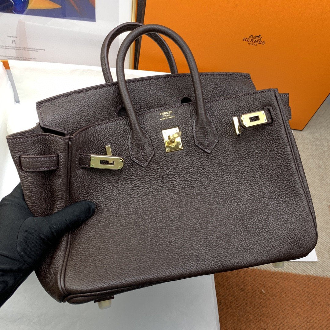 Top Quality Birkin Nata Swift Dark Brown For Women Gold Toned Hardware 10in/25cm