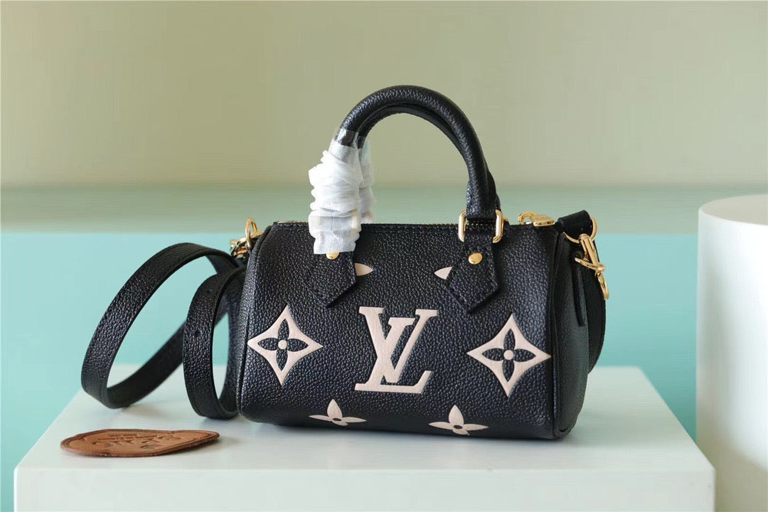 Top Quality Nano Speedy Monogram Empreinte Arizona Beige/ Creme Beige For Women, Womens Bags, Shoulder And Crossbody Bags 6.3in/16cm Top Quality
