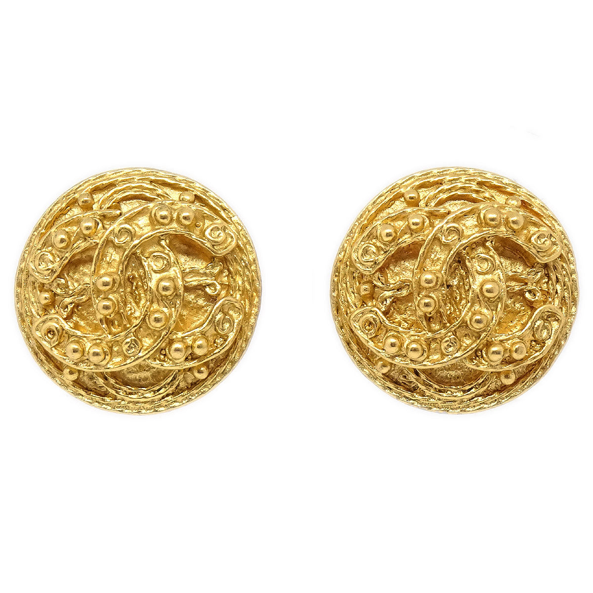 Chanel 1994 Gold 'CC' Filigree Earrings Small