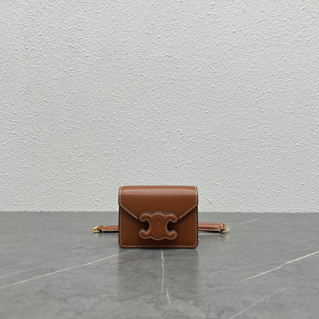 Top Quality Card Holder On Chain Triomphe Tan For Women 4in/11cm 10J743DPV.04LU