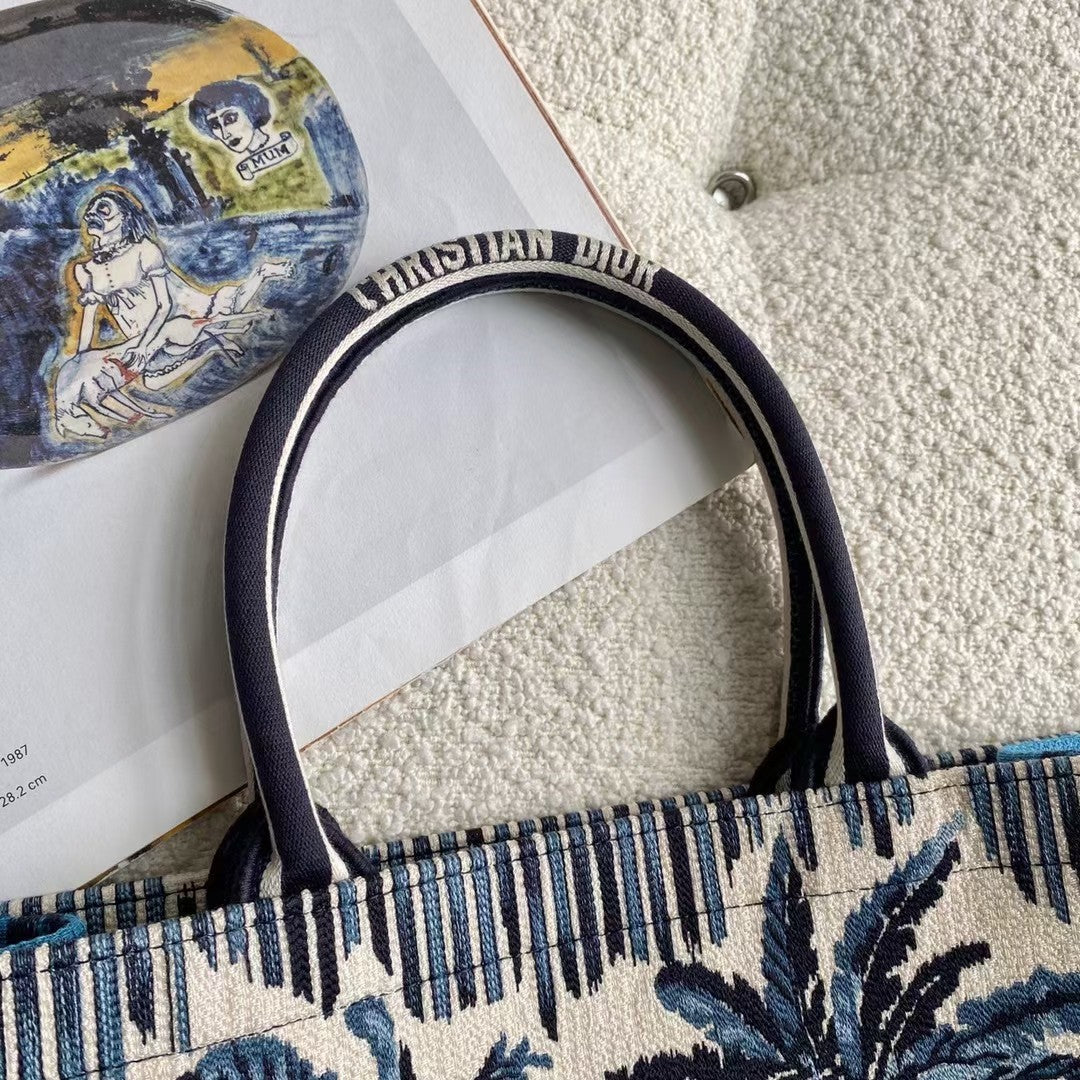 Top Quality Large Blue Multicolor Book Tote Canvas For Women 42cm/16.5in CD