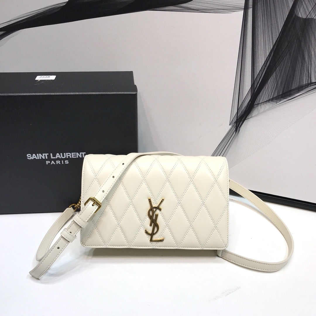 YSSL Angie Patent Handbag White For Women 8in/22cm YSL