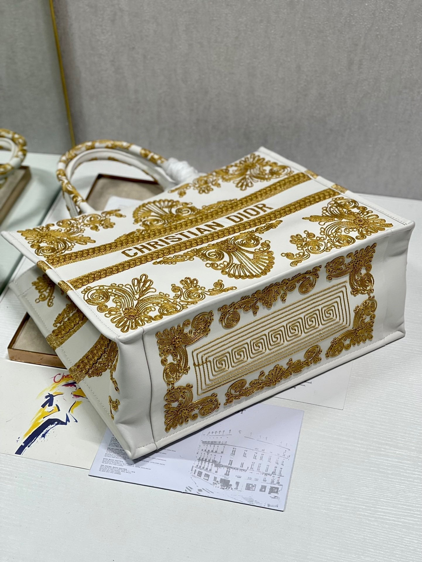 Top Quality Large Book Tote Gold And White, For Women, Womens Handbags 16.5in/42cm CD