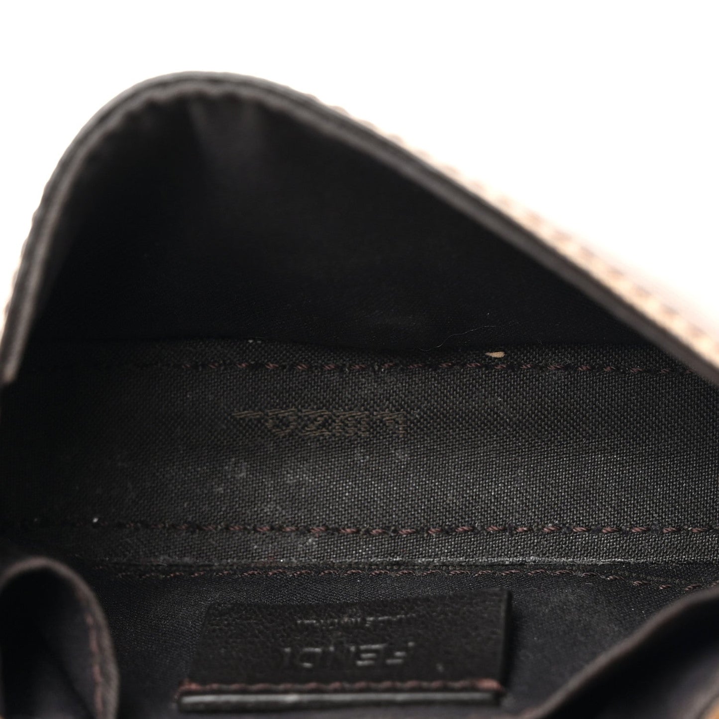 Fendi Glazed Fabric FF 1974 Nano Baguette Belt Charm Mogano Panna