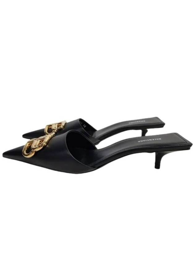 Luxury Balenciaga Trending 2025 Gold BB Logo Mule Heel Black