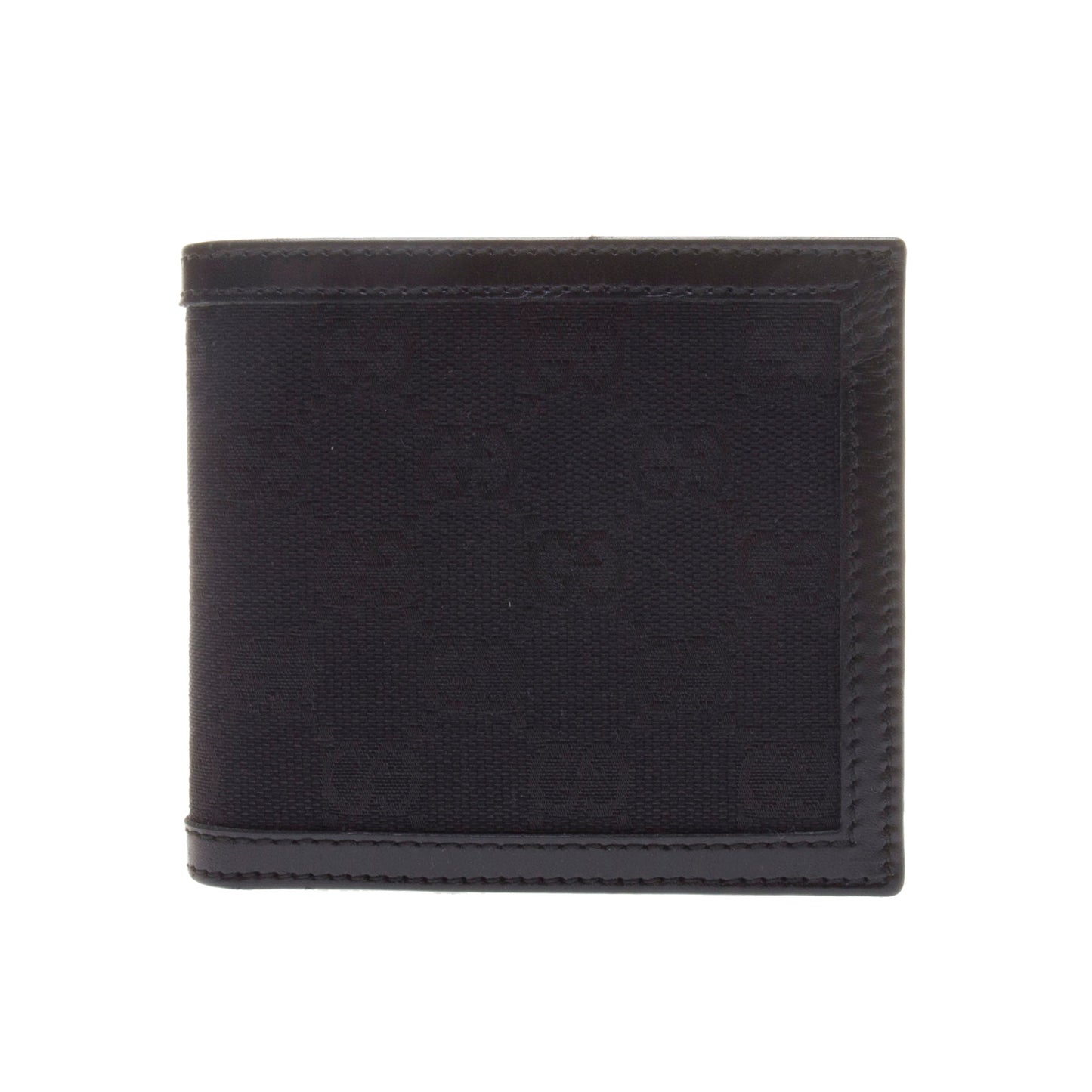 Gucci 237359 Black GG Fabric / Leather French Wallet
