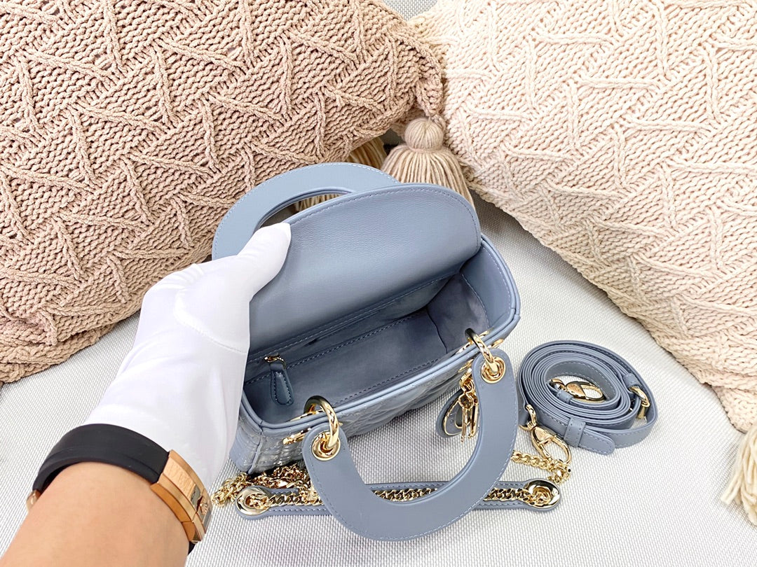 Top Quality Mini Lady Bag Blue For Women 6.5in/17cm CD M0505SLOI