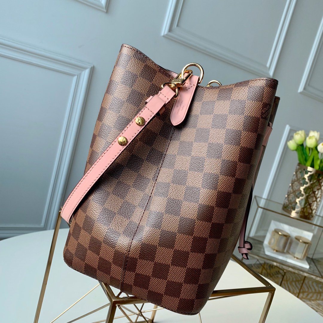 Top Quality NeoNoe Bucket Bag Damier Ebene Canvas Venus Pink For Women,  Shoulder And Crossbody Bags 10.2in/26cm Top Quality N40198