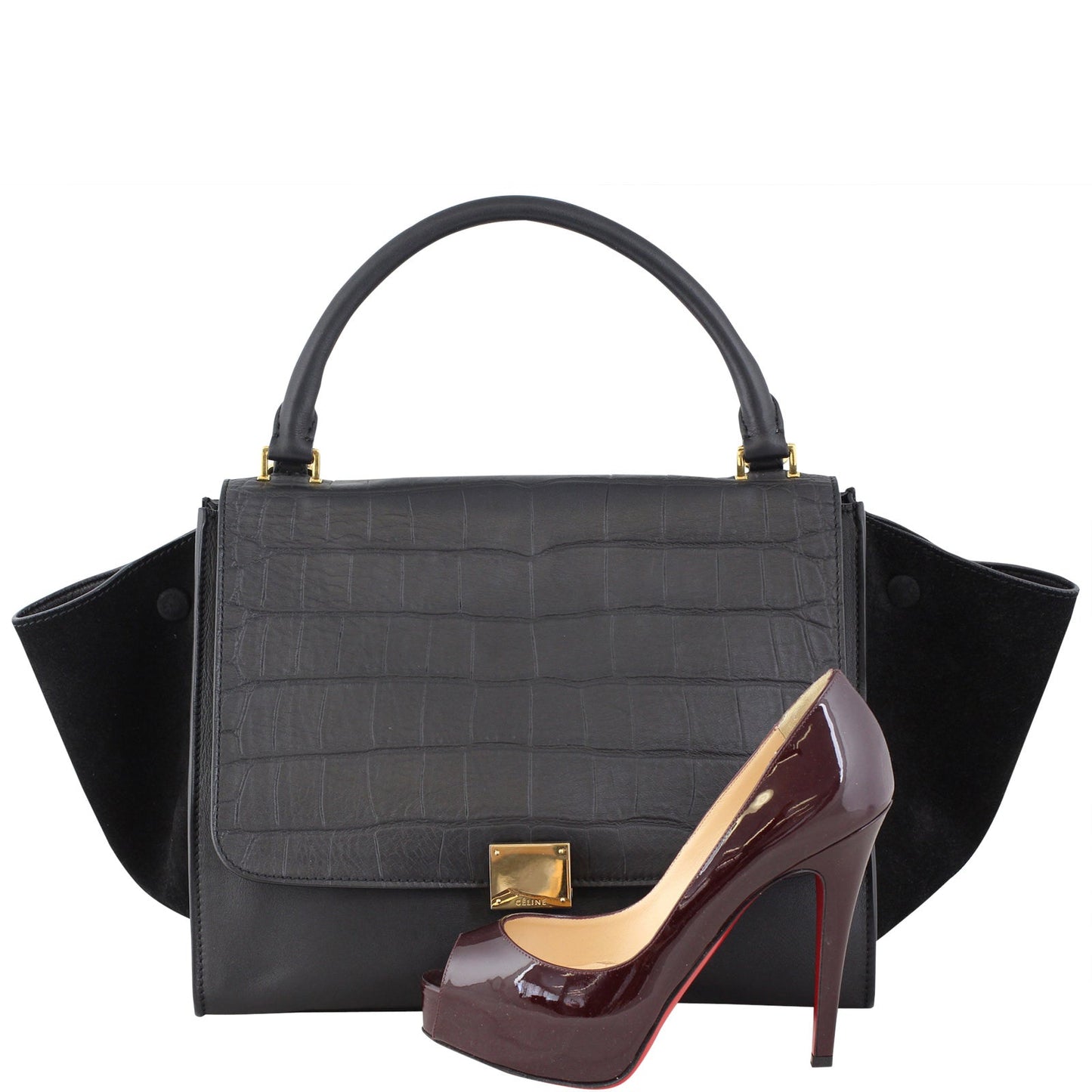 Celine Medium Trapeze Crocodile Embossed