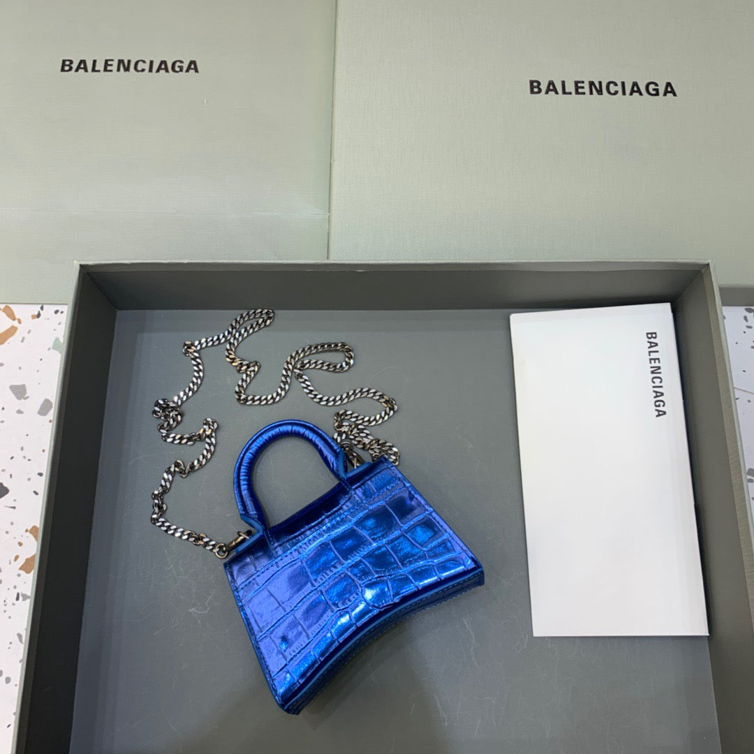 Top Quality Hourglass Mini Handbag With Chain In Light Blue, For Women,  Bags 4.7in/12cm