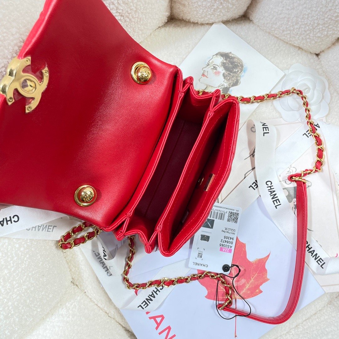 CHLMini Top Qualityap Bag Gold Hardware Red For Women Handbags, Shoulder Bags 6.7in/17cm AS3365