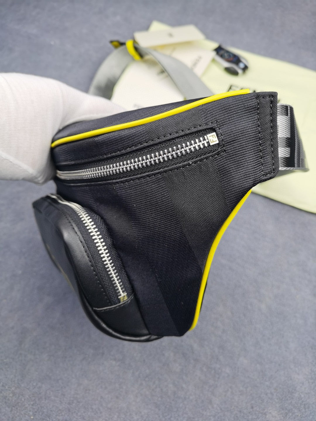 Top QualityTop Quality Little Monster Belt Bag Black/Yellow/Gray For Men, Men’s Bags 7.9in/20cm FF