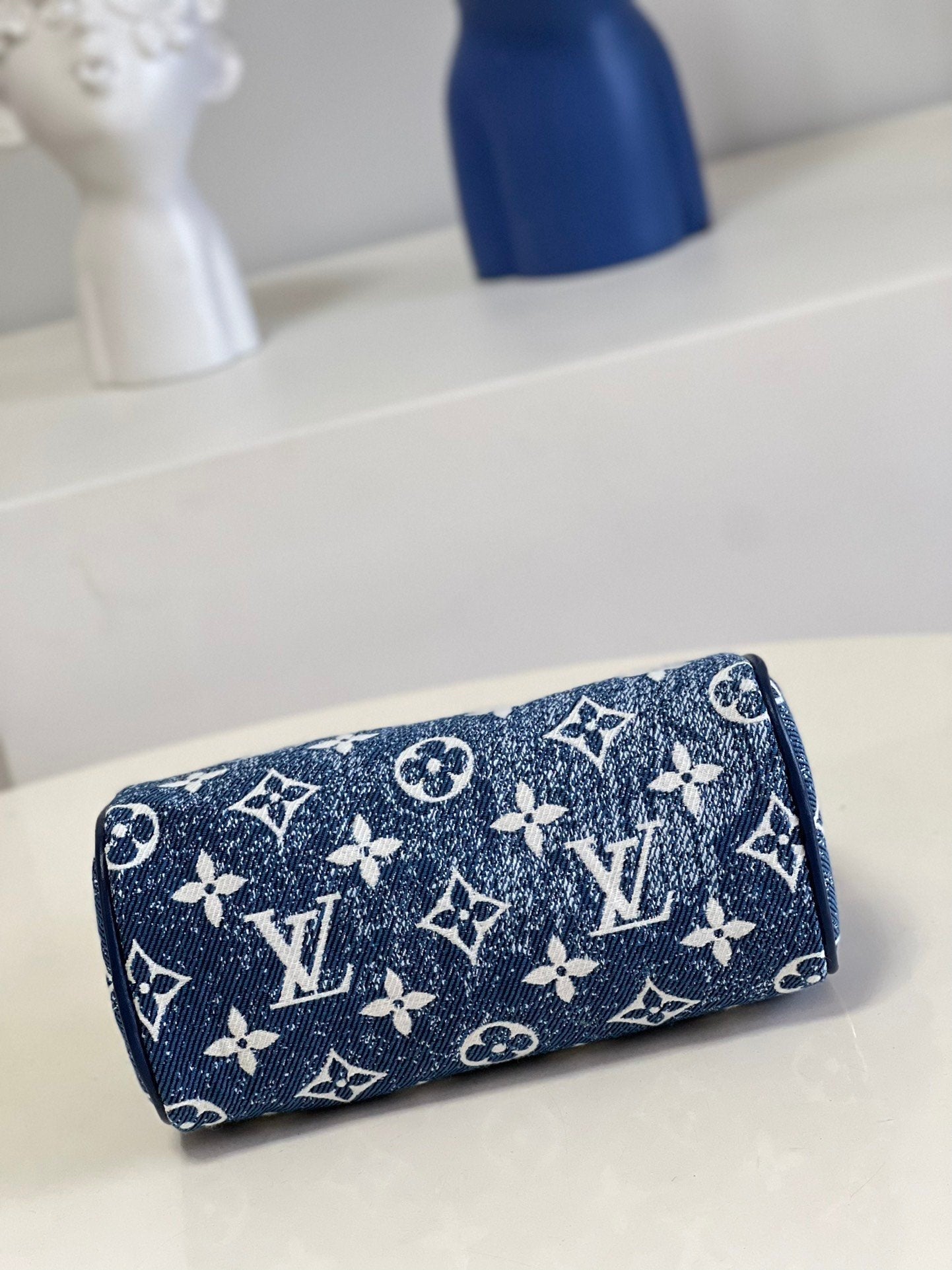 Top Quality Nano Speedy Monogram Jacquard Denim Blue For Women, WoBags 6.3in/16cm Top Quality M81168