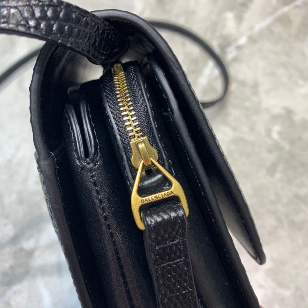 Top Quality B Small Lizard Effect Cross-body Bag In Black, For Women,  Bags 7in/18cm