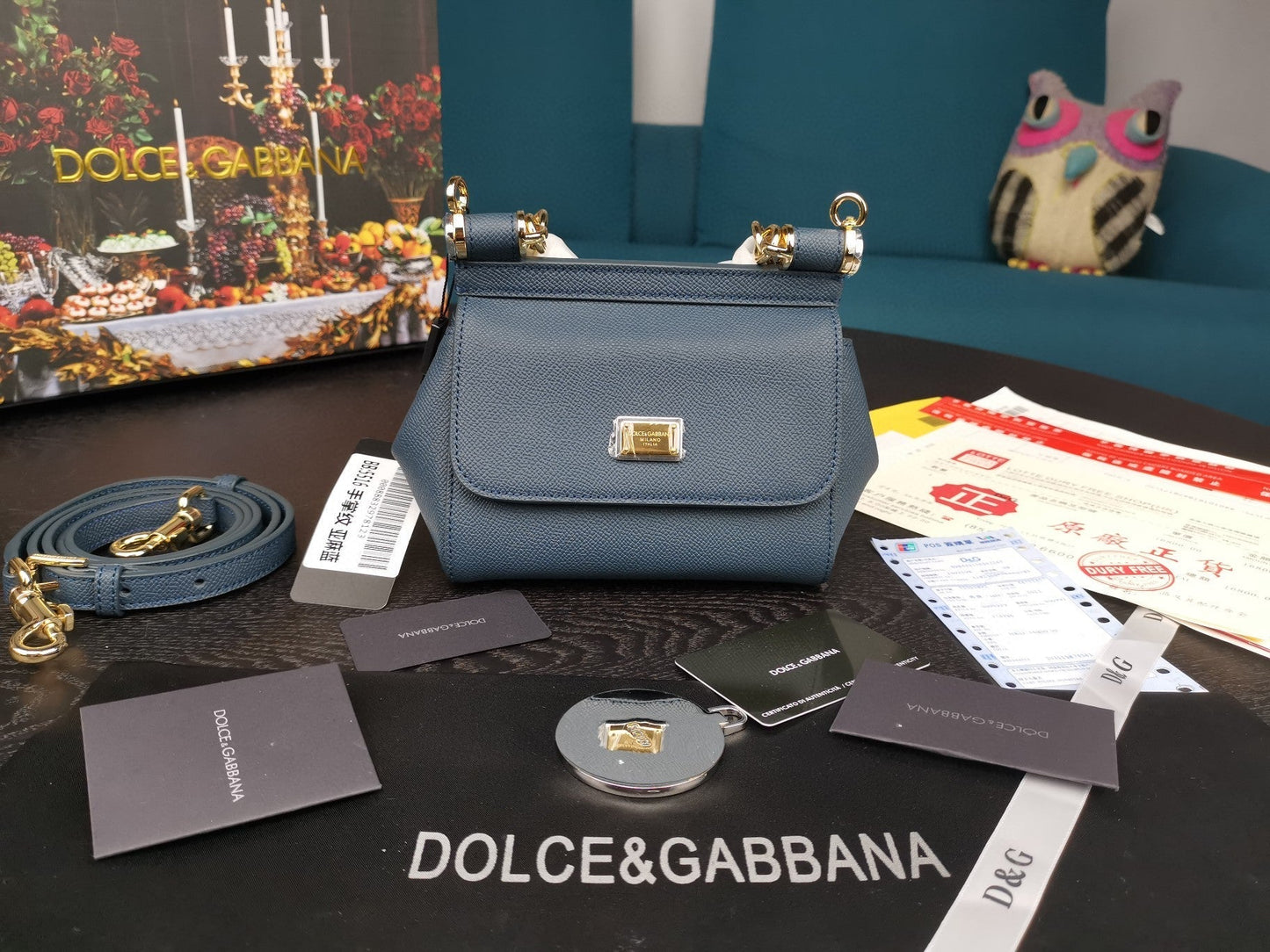 Top Quality Small Sicily Bag In Dauphine Blue For Women 7.5in/19cm Top Quality