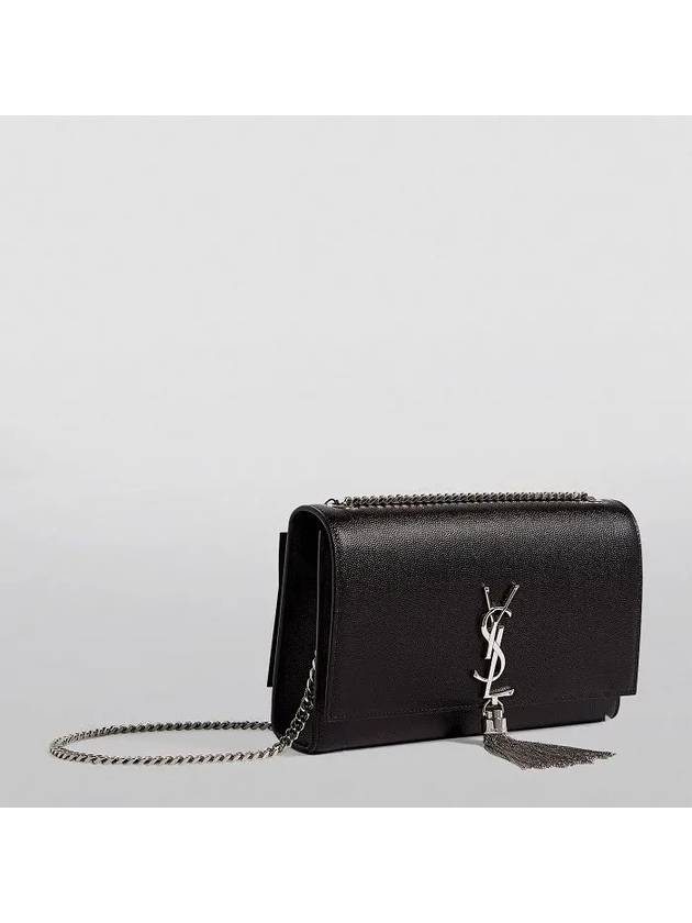 Luxury Saint Laurent Trending 2025 Kate Silver Tassel Chain Shoulder Bag Black