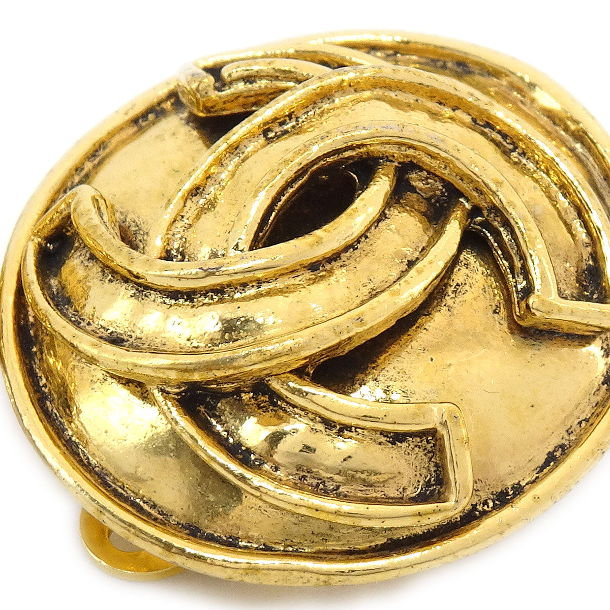 Chanel 1994 Button Earrings Gold Small