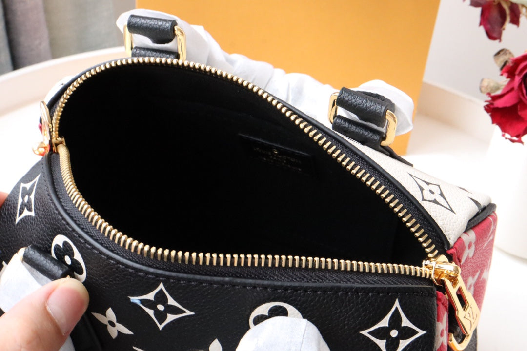 Top Quality Speedy Bandoulière 20 Monogram Empreinte Black/White/Pink For Women, WoHandbags 8.1in/21cm Top Quality M46088