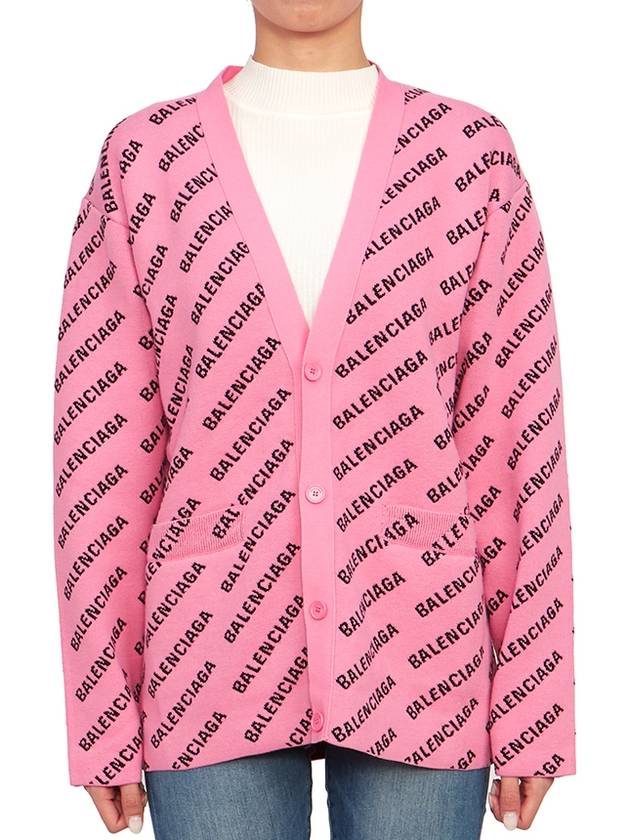 Luxury Balenciaga Trending 2025 All-Over Logo Cardigan Pink