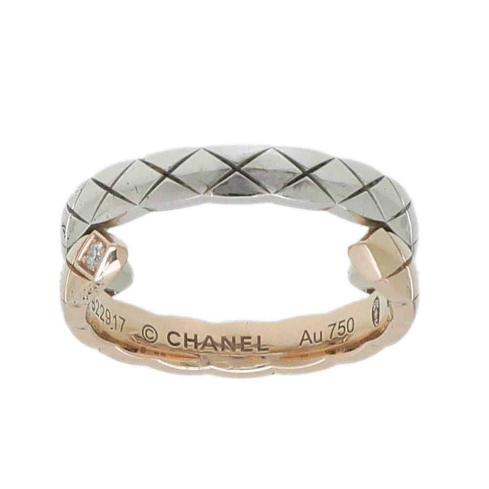 Chanel 18K White-Rose Gold Diamond Coco Crush Toi Et Moi Small Model Ring 50