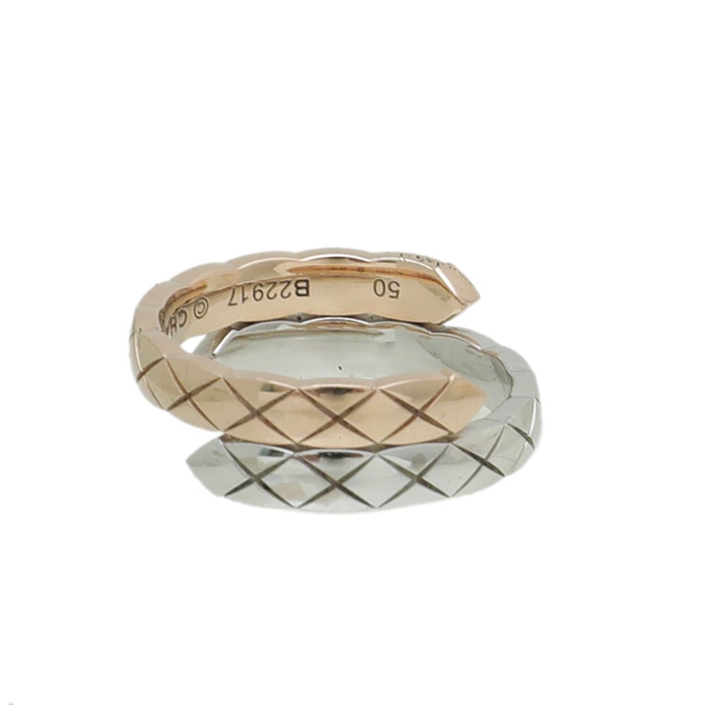 Chanel 18K White-Rose Gold Diamond Coco Crush Toi Et Moi Small Model Ring 50