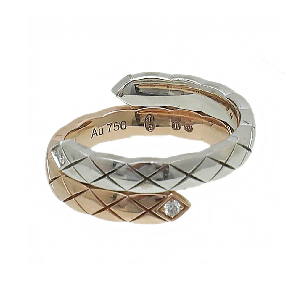 Chanel 18K White-Rose Gold Diamond Coco Crush Toi Et Moi Small Model Ring 50