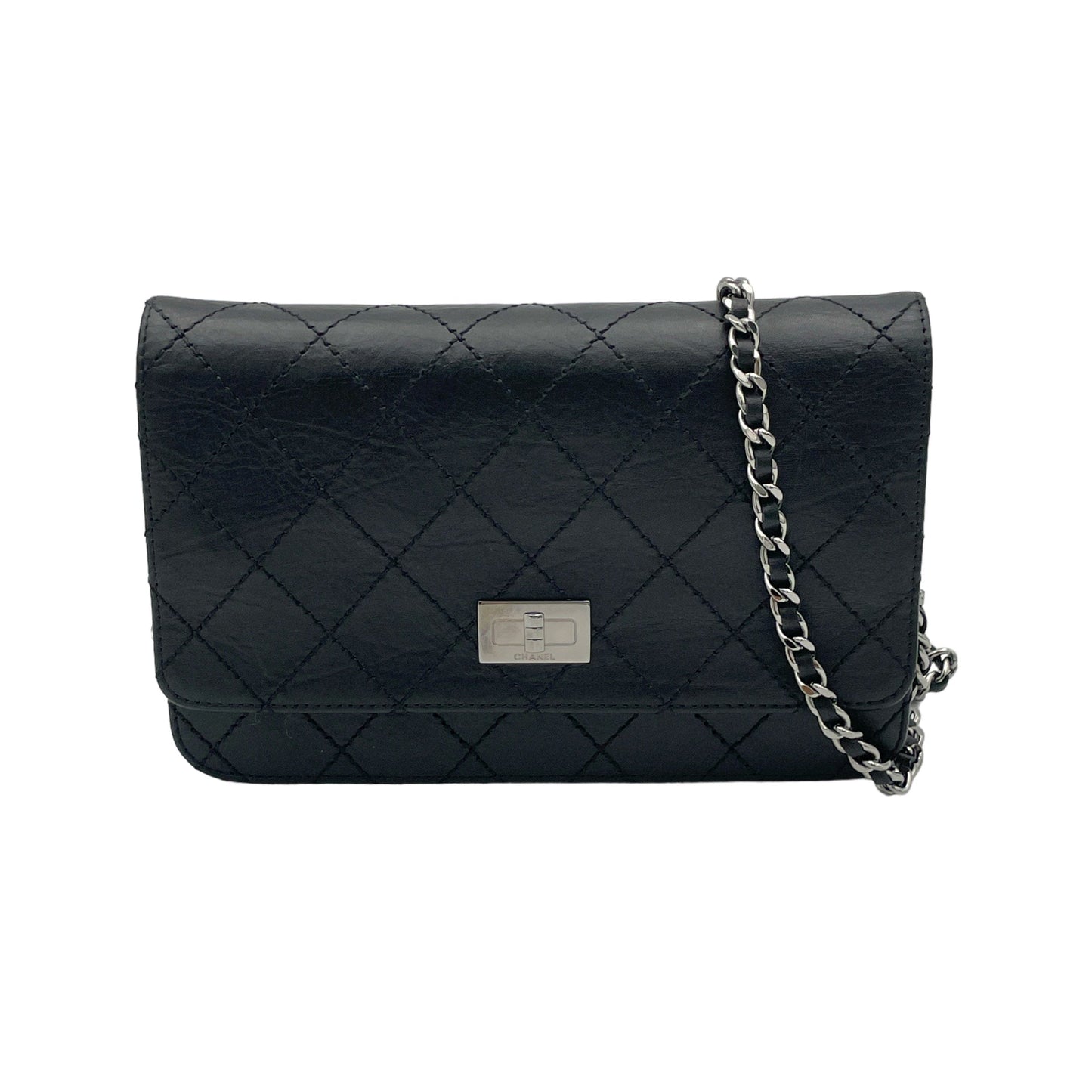 Chanel  2.55 Wallet on chain in Calfskin, Silver Hardware S2405239HM