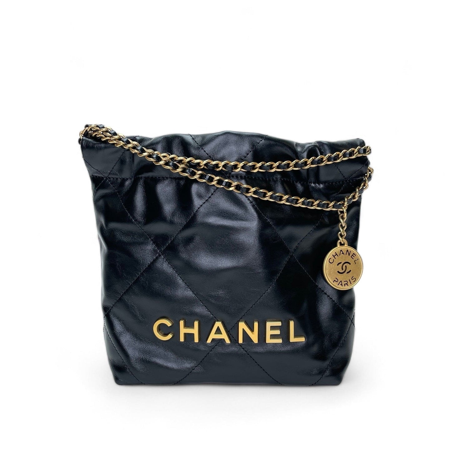 Chanel 22 Mini Black Shoulder Bag in Calfskin, Gold hardware S2409-001029HM