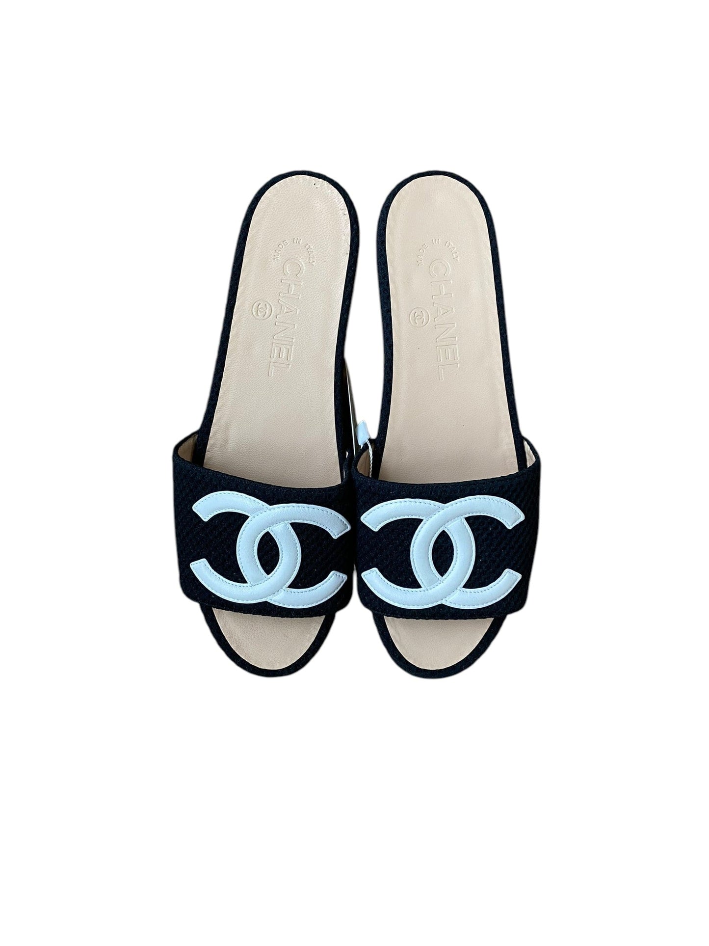 Chanel Big CC Logo Sandals Black White DXBK0273