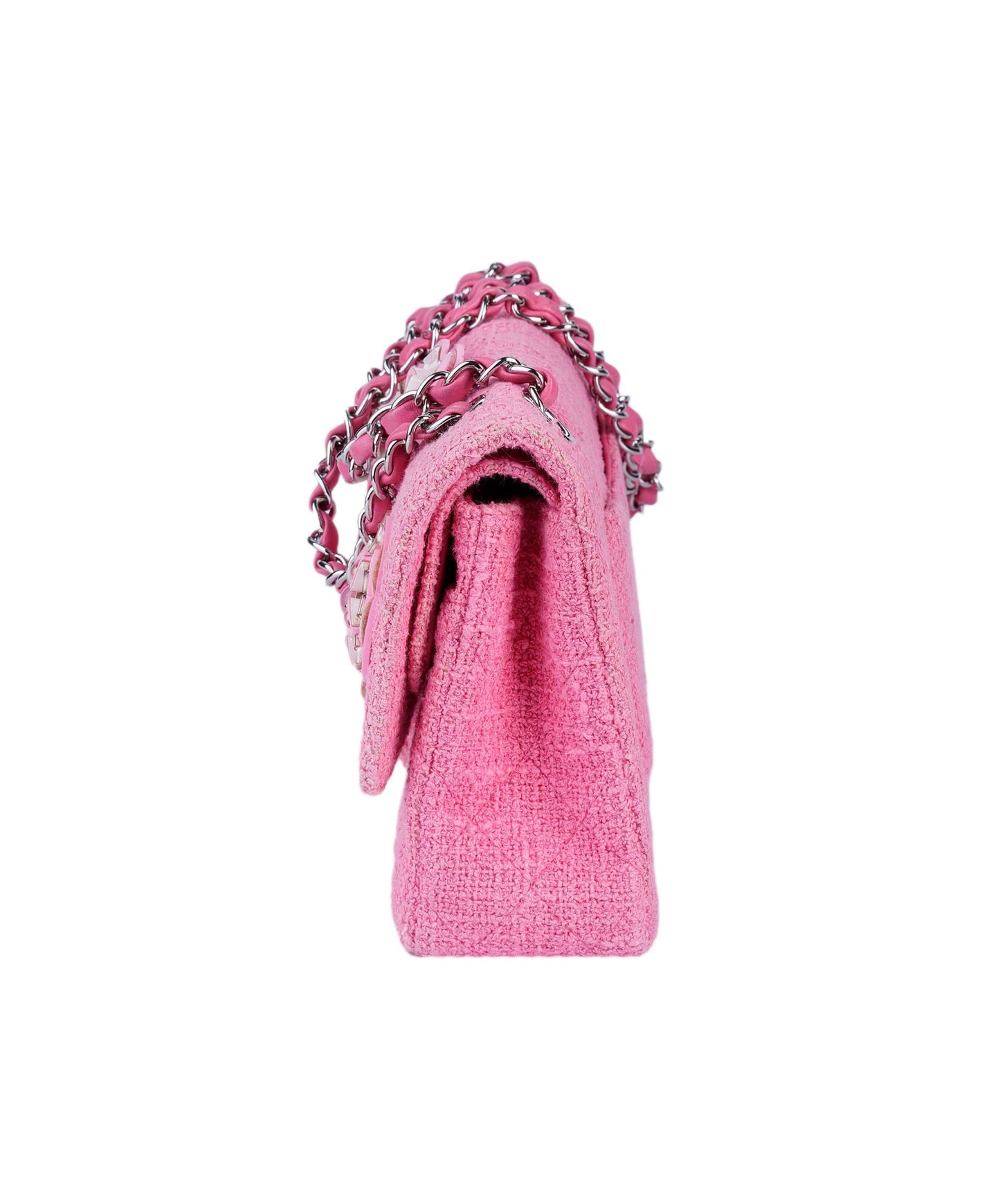 Chanel 2016 Tweed Medium Pink Flower Flap Handbag DBXS2988