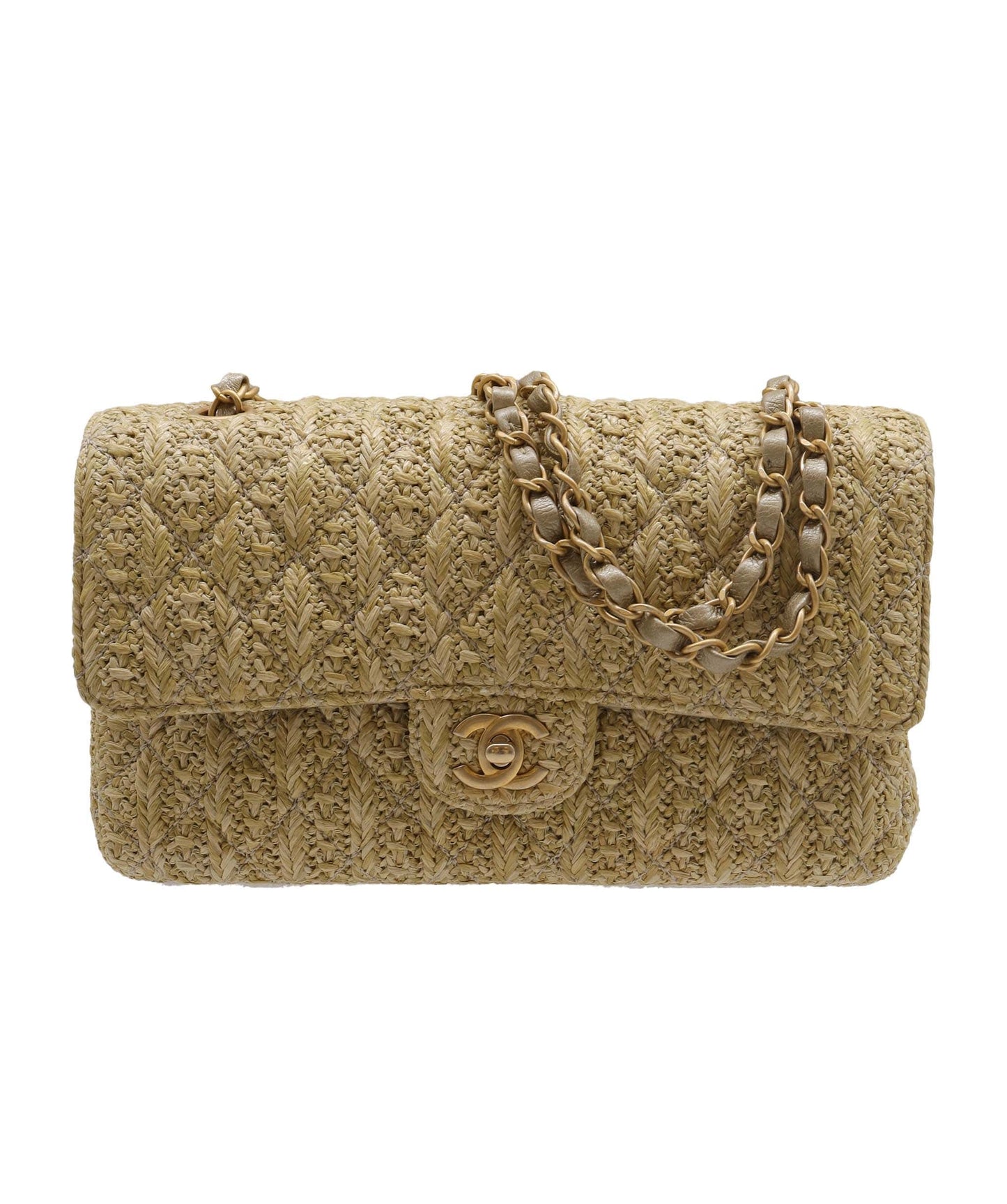 Chanel Beige Raffia Rectangular Flap Mini - DXBS2769