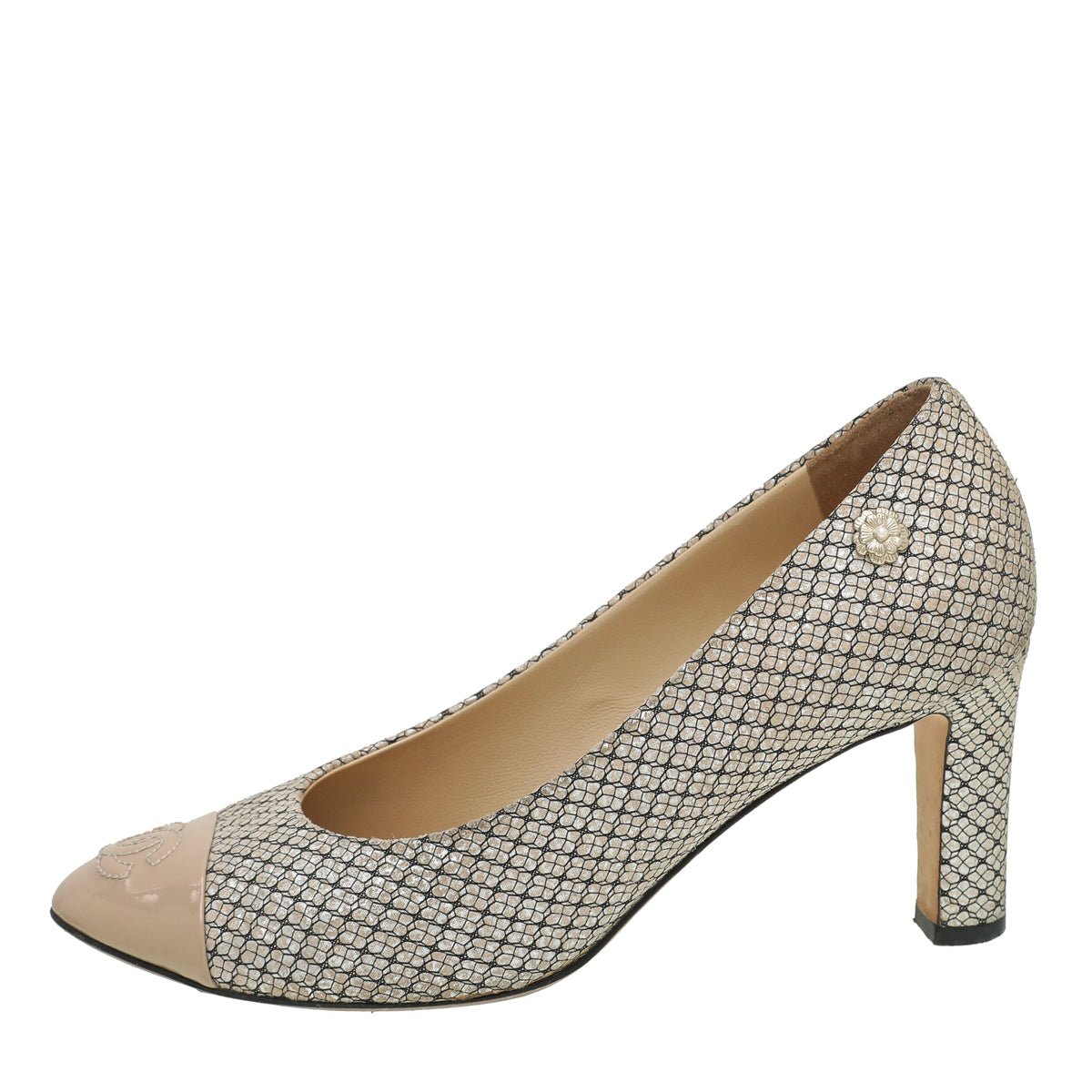 Chanel Beige CC Cap Toe Fantasy Pump 36
