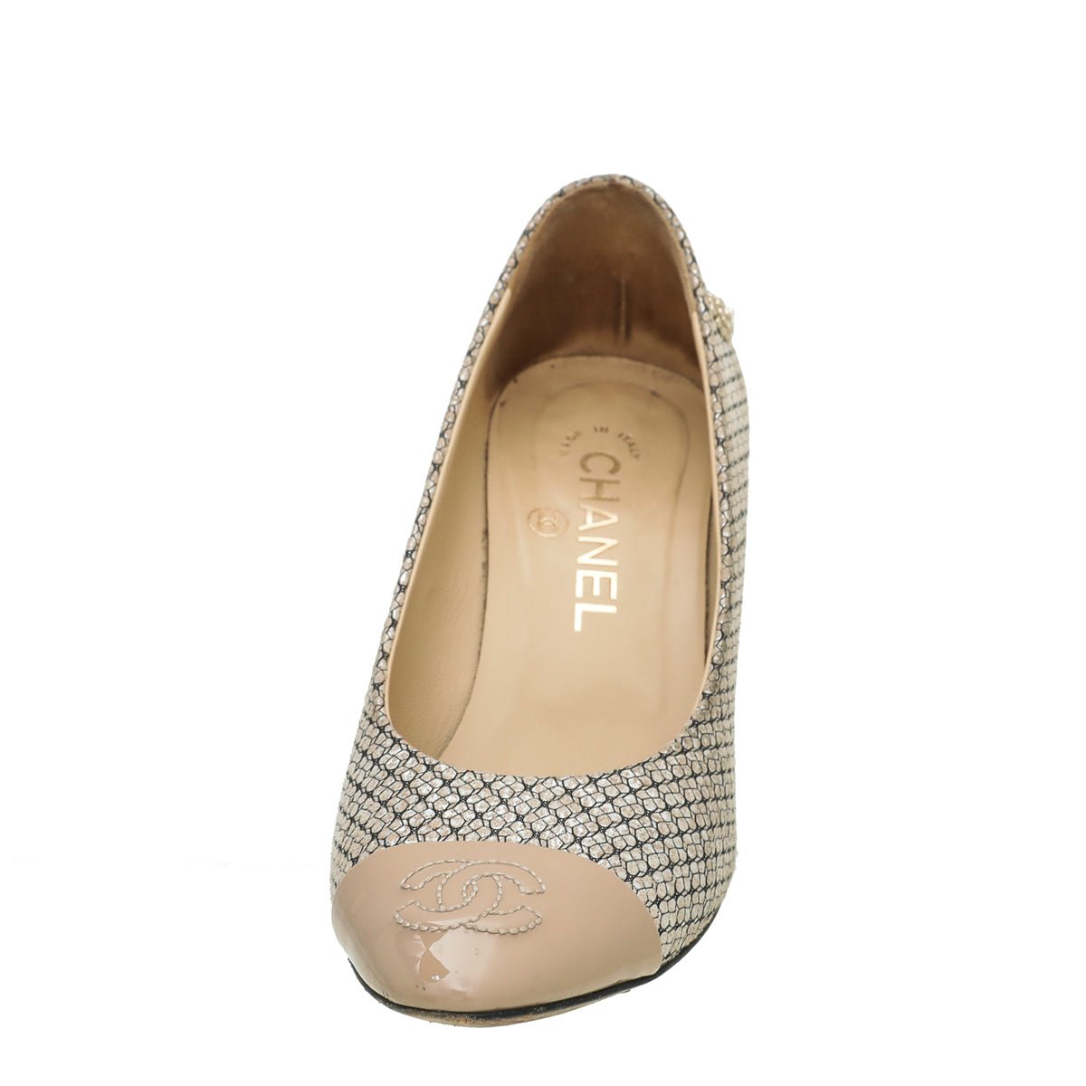 Chanel Beige CC Cap Toe Fantasy Pump 36