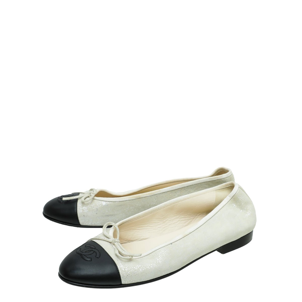 Chanel Bicolor CC Cap Toe Flat Ballet 38