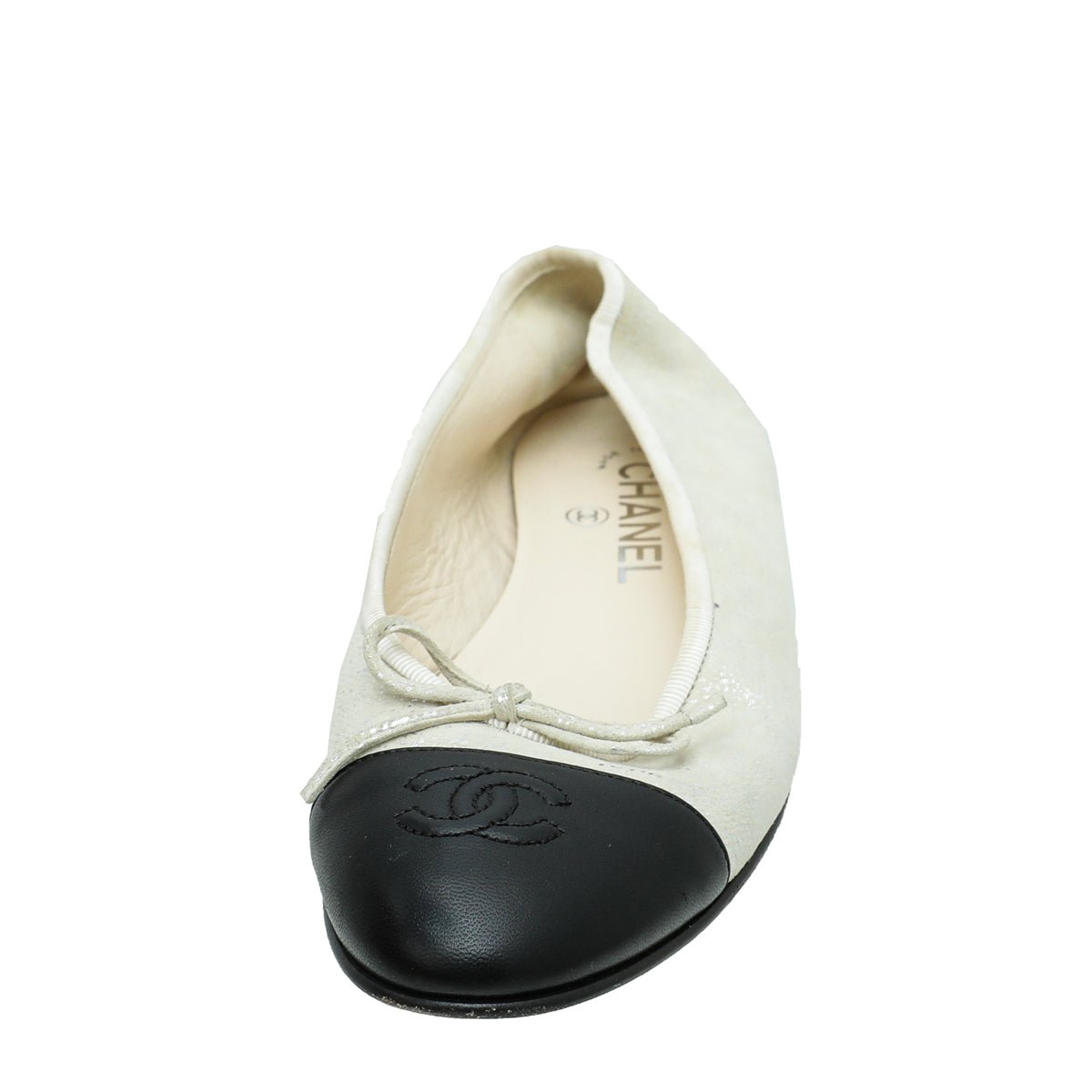 Chanel Bicolor CC Cap Toe Flat Ballet 38