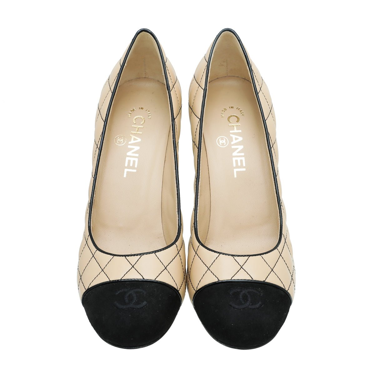 Chanel Bicolor CC Cap Toe Quilted Pump 39