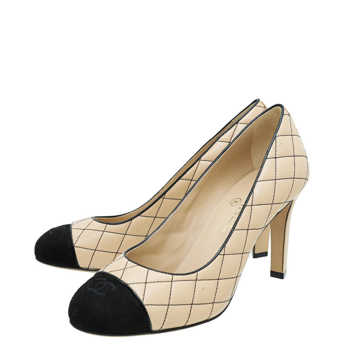 Chanel Bicolor CC Cap Toe Quilted Pump 39