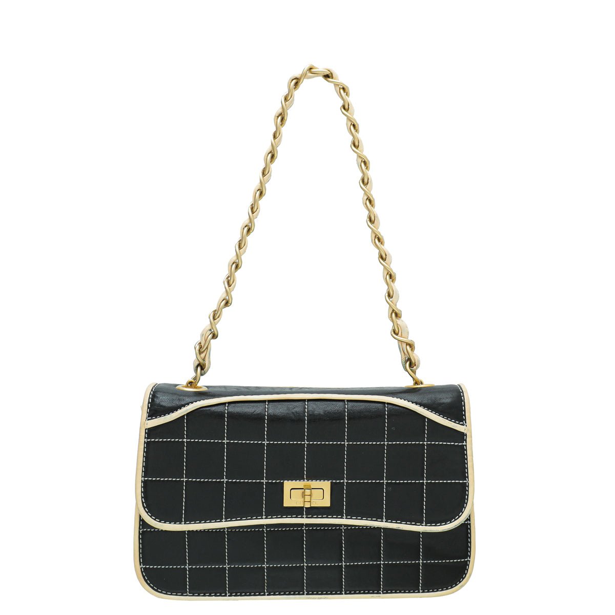 Chanel Bicolor CC Chocolate Bar Flap Chain Bag