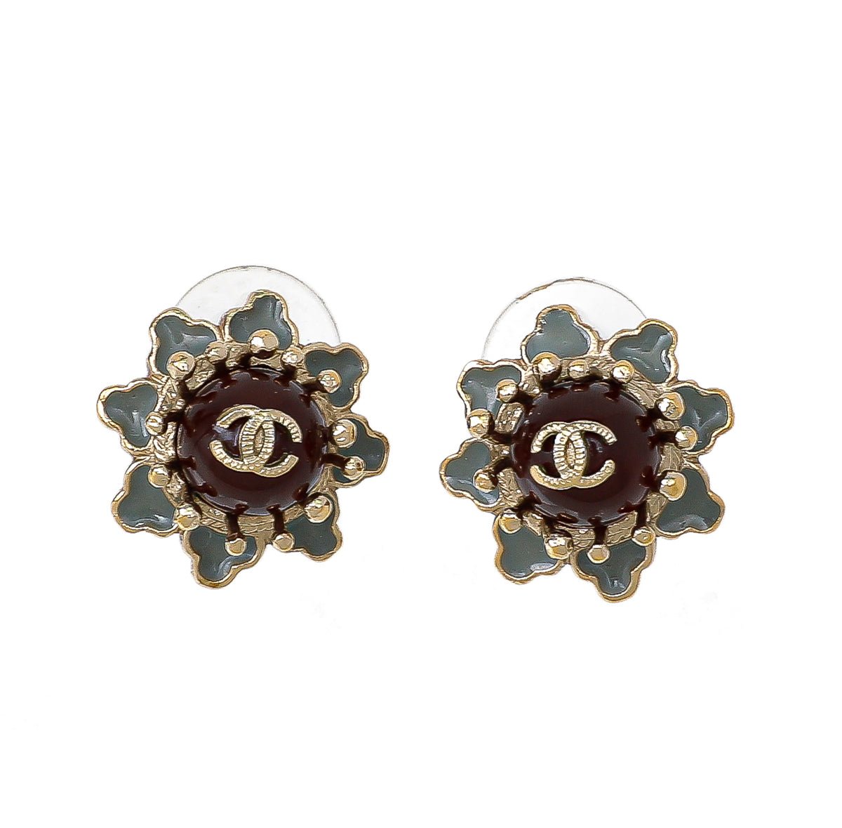 Chanel Bicolor CC Pearl Crown Earrings