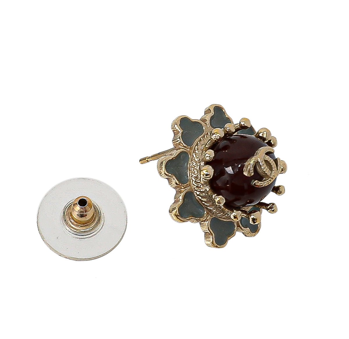 Chanel Bicolor CC Pearl Crown Earrings