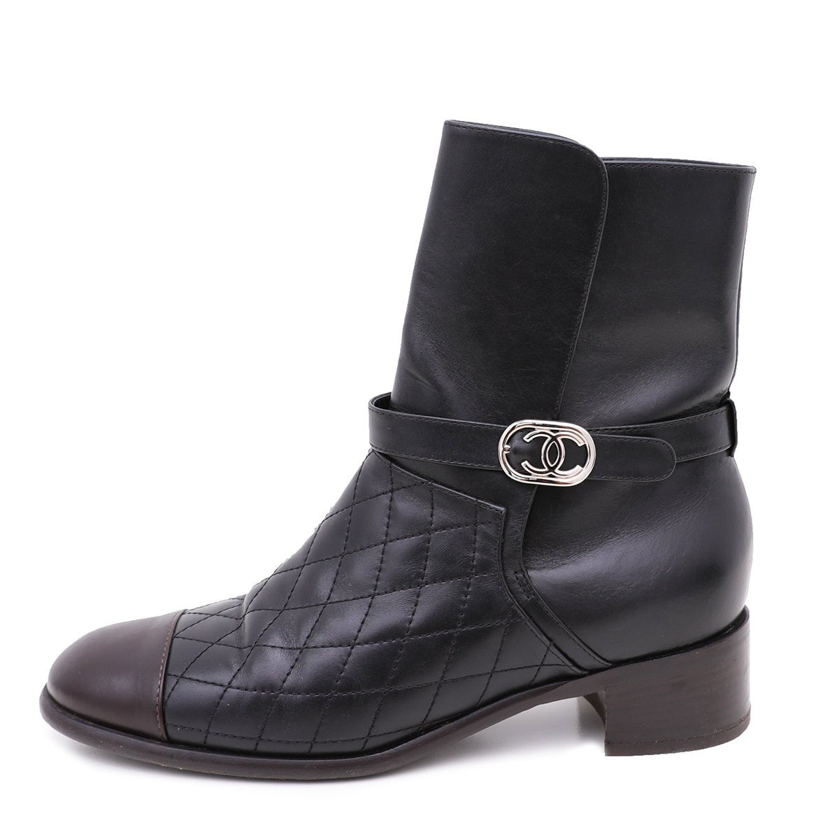 Chanel Bicolor CC Quilted Ankle Boots 39.5
